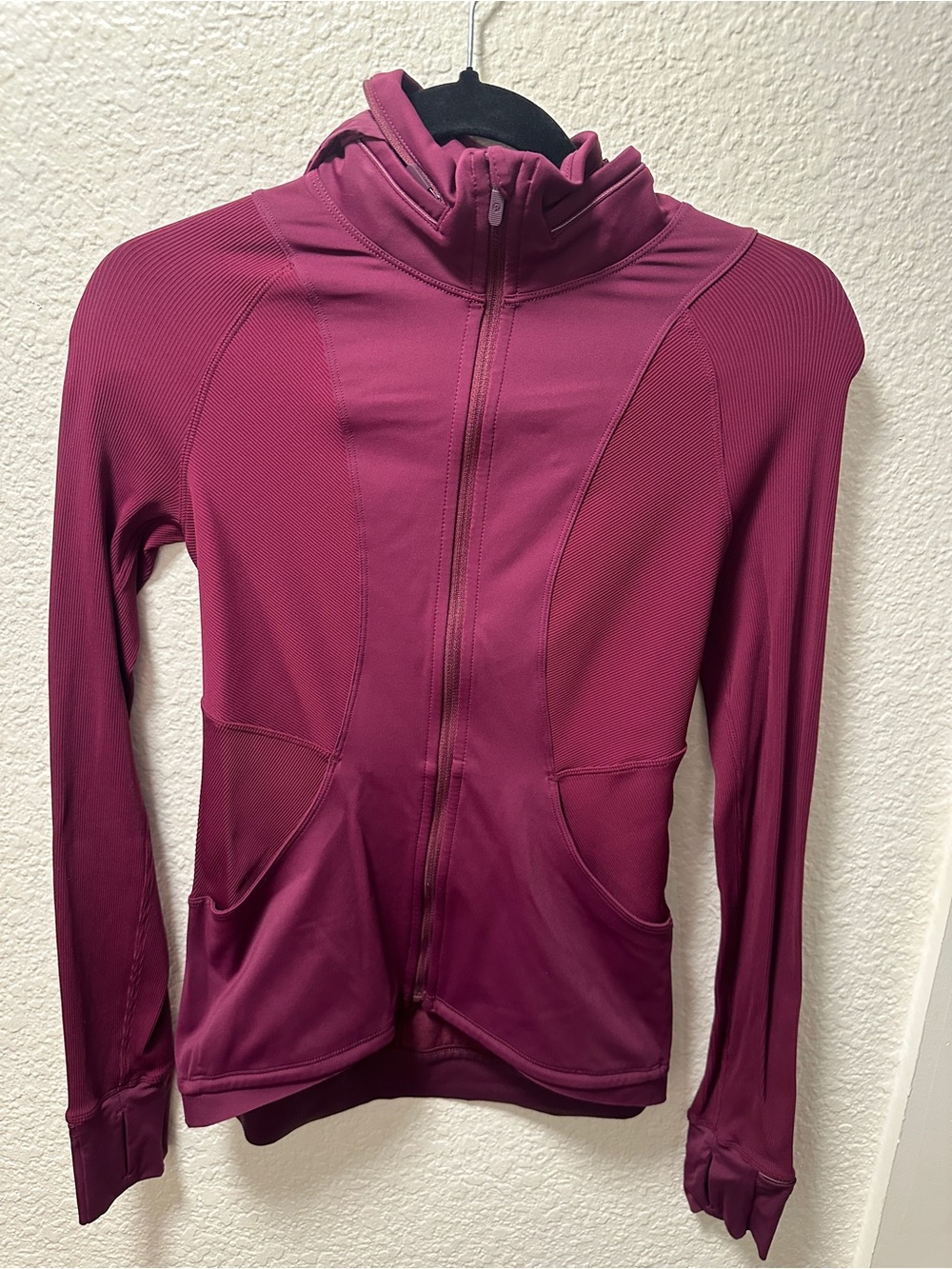 Lululemon Athletica Burgundy Ribbed Full Zip Hoodie Jacket